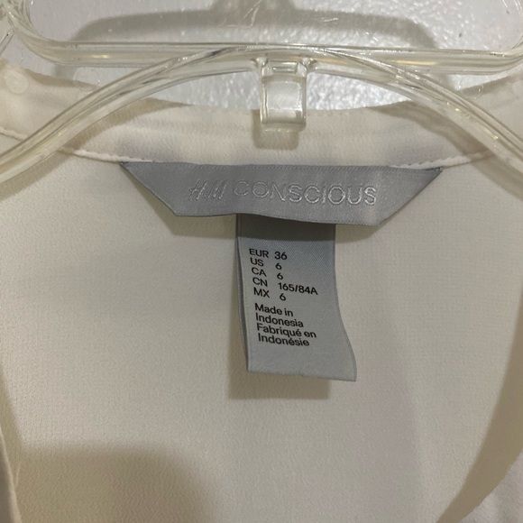 H&M Flutter Sleeve Semi Sheer Button Up Blouse Pleats in Front Top Size US 6 - Picture 5 of 9